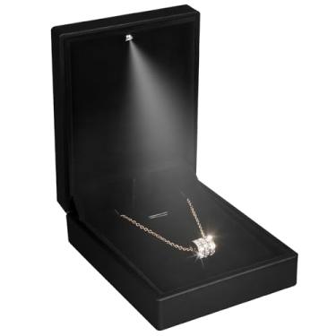 Imagem de Hatori Caixa de colar com pingente de LED, pequena caixa de exibição de joias, caixas de presente de joias para casamento, noivado, aniversário, aniversário