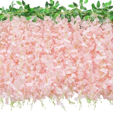 Imagem de SIVEPY 60 ramos de flores para pendurar glicínias, 4 peças, guirlanda de flores artificiais de glicínia artificial para pendurar em casa, jardim, cerimônia ao ar livre, arco de casamento, decoração