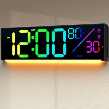 Imagem de Relógio de parede digital de 30,5 cm: suporte de parede 2 em 1 ou relógio de mesa, 11 relógios RGB para sala de aula, dormitório, jogo, sala de estar, escritório, decoração de mesa, presentes de