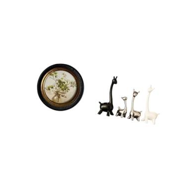 Imagem de Fenteer Moldura de Resina Estilo Antigo Europeu E Estatueta Moderna de Girafa em Cerâmica com, Peça Central Decorativa para Parede, Ideal para Quarto,