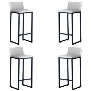 Imagem de Kit 4 Banquetas Alta Dani Reforçada Decorativa Balcão Bancada Cozinha Bar Base Preta Courino