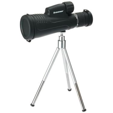 Imagem de Celestron Monóculo à prova d'água 72373 Outland X 10-30 x 50 mm com tripé, pano de limpeza, capas para oculares e estojo de cinto – caixa durável, vidro prisma BaK-4 e ótica multirevestida, preto