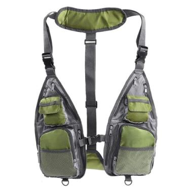 Imagem de Colete de pesca ultraleve, masculino, feminino, respirável, ajustável, com bolsos, anéis d para barco, caiaque, pesca