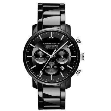 Imagem de Relógio Masculino De Quartzo Multifuncional Em Aço Inoxidável à Prova D'água Preto