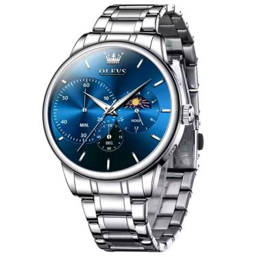 Imagem de Relógio Masculino De Aço Inoxidável Com Cronógrafo De Quartzo Impermeavel Azul