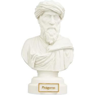 Imagem de Estátua Busto Pitágoras - Matemático e Filósofo Grego (Cor Mármore Dourado)
