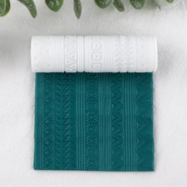 Imagem de Rolo de textura de argila de polímero abstrato, rolo de argila de polímero para fazer brincos, funciona com cortadores