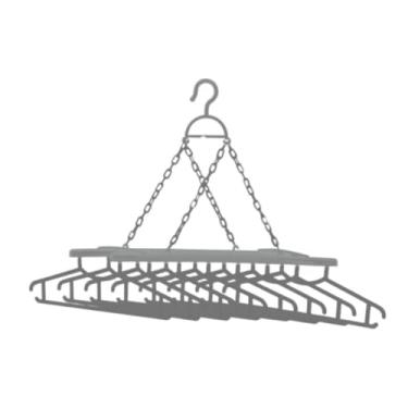 Imagem de Varal com 8 Cabides Fixos, Plástico Resistente, 47 x 35,5 x 13,5 cm, Dobrável para Pendurar Roupas, Cores Sortidas