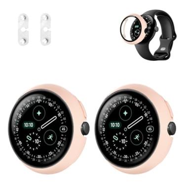 Imagem de Capa de 2 peças para Google Pixel Watch 4 de 45 mm com protetor de tela – Protetor de relógio rígido de PC com assistente de carregamento, carregamento compatível com capa, à prova de choque