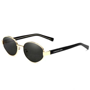Imagem de Oculos De Sol Unissex Polarizado Design Retro Oval Com Proteção Uv400 Dourado
