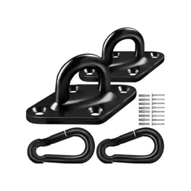 Imagem de Gancho de Teto Reforçado em Aço Inox SS304 para Treinos Suspensos | Suporte para TRX, Saco de Boxe, Corda Naval, Anéis e Rede | Capacidade 200 kg | Kit Completo com Parafusos e Mosquetões