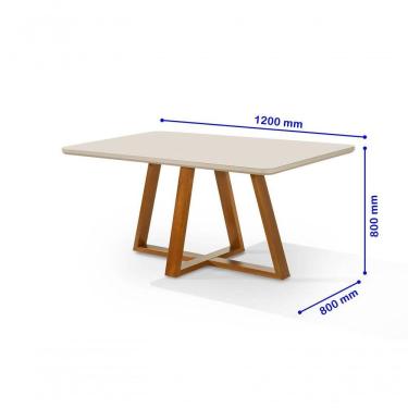 Imagem de Mesa De Jantar Bela 120x80cm Tampo Vidro/mdf Base Madeira cast/off White