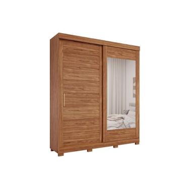 Imagem de Guarda Roupa Casal 2 Portas De Correr (1 C- Espelho) E 3 Gavetas C- Pés Flora Cinamomo - Panan
