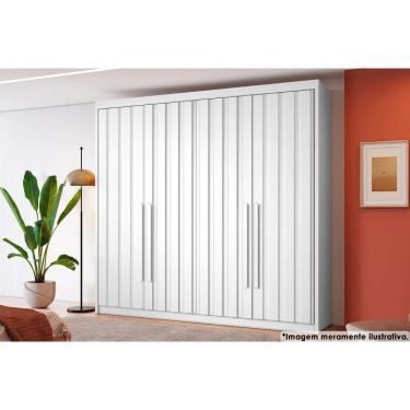 Imagem de Guarda Roupa Solteiro 4 Portas Ripadas E 4 Gavetas Grécia Branco Conquista