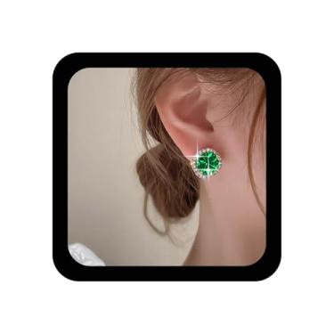 Imagem de Ximdble Brincos quadrados de cristal vintage com pingente de strass esmeralda verde CZ brinco de pedra preciosa boho cz quadrado verde cristal geométrico joia para mulheres, Zinco, Sem pedra preciosa