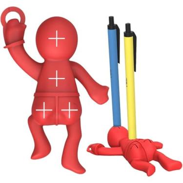 Imagem de Suporte de caneta engraçado de silicone, organizador de lápis, decorações de mesa, acessórios de escritório, chaveiro engraçado para mochila escolar, bolsa de mão, balcão de check-out (vermelho)