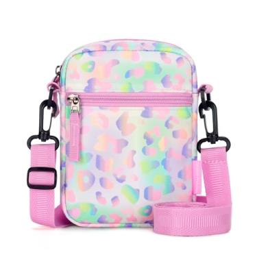 Imagem de Choco Mocha Bolsa infantil para meninas de 6 a 8 anos, 8 a 10 anos, bolsas transversais para crianças de 10 a 12 anos, presente de Natal, Cheetah Pink Purple