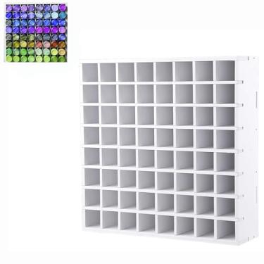 Imagem de 64Grids organizador de tintas, suporte de tintas artesanais montável na parede, organizador de garrafas de tinta, suporte para tintas acrílicas de 56,7 g