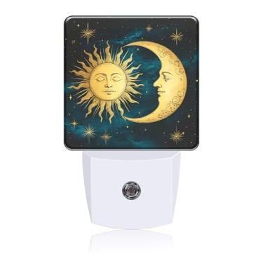 Imagem de Luz noturna de sol e lua, luzes noturnas conectadas à parede com sensor de crepúsculo ao amanhecer, luz noturna para decoração de quarto feminino, masculino, corredor, cozinha, banheiro, berçário