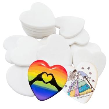 Imagem de MSACC 16 peças de pedras em forma de coração, pedra de pintura DlY natural de 6,5 cm, pedra lisa lisa para artes, artesanato, decorações, fazer presentes de férias, projetos de arte, eventos de festa