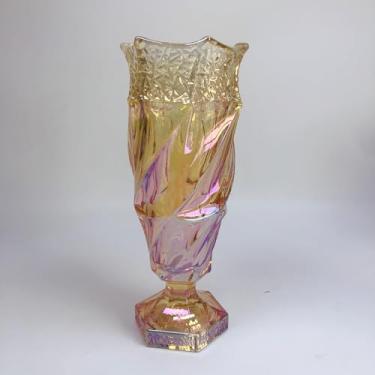 Imagem de Eastern Rock Vaso de flor de vidro 1 kg 24 cm, estilo boêmio, para centros de mesa, casamento, vaso de vidro para decoração de casa (âmbar cintilante)
