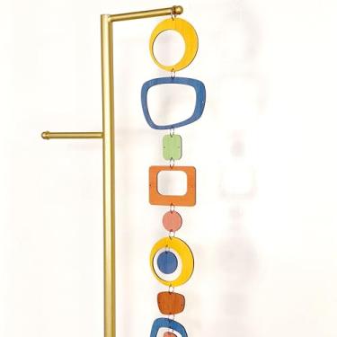 Imagem de MidModArt 16 peças de painéis de divisão de quarto pendurados de PVC arte de parede moderna de meados do século, divisórias decorativas de textura de madeira colorida MCM para quarto de jantar estudo