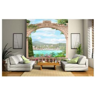 Imagem de Papel De Parede Paisagem Digital Jardim Mar 3D Dav06 - Você Decora