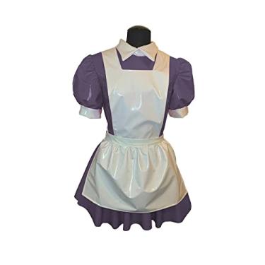 Imagem de Vestido masculino masculino manga Wetlook látex vestido rodado, roxo escuro, 4GG