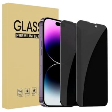 Imagem de Pacote com 2 protetores de tela de privacidade para iPhone 16e / iPhone 14 / iPhone 13 / iPhone 13 Pro [6,1 polegadas] antiespião privado de vidro temperado antiarranhões