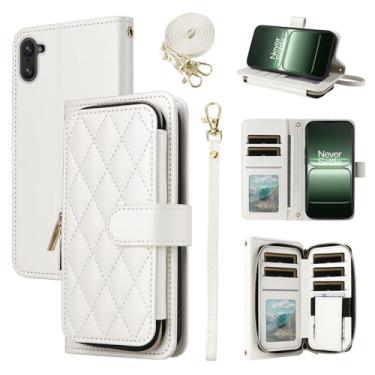 Imagem de Furiet Argyle Capa carteira para OnePlus Ace 5 Racing com alça de pulso/ombro, compartimento para cartão com zíper bolsa de luxo couro PU suporte capa de celular xadrez para 1 + 1 + Ace5 5Racing