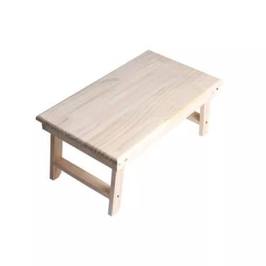 Imagem de BSNANCA Mesa de centro dobrável de madeira maciça para dormitório, casa, sala de jantar, cama, janela, computador, mesa pequena, baixa, mesa Kang (bege)