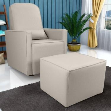 Imagem de Poltrona Com Puff Para Maternidade Ibiza Corino Bege