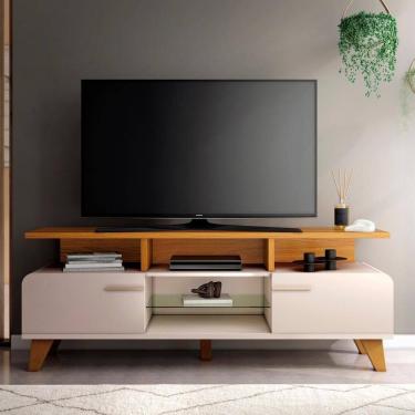 Imagem de Rack Bancada De 60 Pol 160cm Essenza Cinamomo/off - Hb Móveis