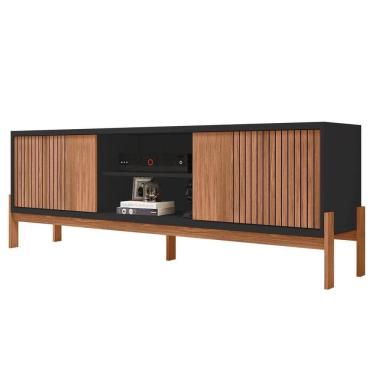 Imagem de Rack Para Sala Bancada De 72 Pol Ripado 184cm Tannen Buriti/off White - Caemmun