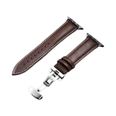 Imagem de Pulseira De Couro Para Apple Watch Ultra 9 8 7 6 5 4 3 Com Fecho Borbo