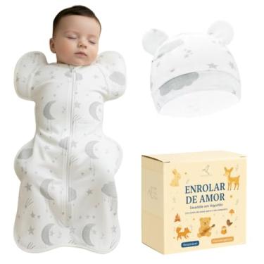 Imagem de Swaddle Dream Up – Charutinho, Saco de Dormir Ajustável e Cueiro, Swaddle de Transição, Melhora o Sono e Acalma o Reflexo do Susto – Essencial para Recém-nascidos (0 a 3 meses) Nuvens M