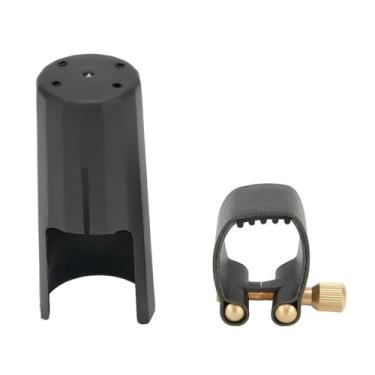 Imagem de Acessórios profissionais de saxofone saxofone alto soprano tenor bocal ligadura e tampa fivela de couro de saxofone clipe clipe acessórios de instrumento de sopro de madeira (cor: Soprano)