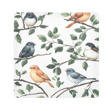 Imagem de SEHANY Saco de maquiagem de pano autoadesivo colorido flores primavera pássaro mágico protetor portátil para lente de câmera envoltório cosmético, bolsa de maquiagem aberta para mulheres, itens