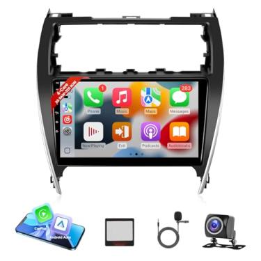 Imagem de Leadfan Rádio estéreo automotivo para Toyota Camry 2012 2013 2014, tela sensível ao toque de 10,1 polegadas com carplay sem fio Android Auto, receptor de áudio de carro GPS Navi BT FM SWC, câmera de