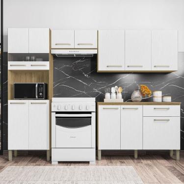 Imagem de Armário De Cozinha Compacta Versalhes Freijó Supremo 12 Portas, 1 Gaveta E Balcão Com Tampo - Kits Paraná