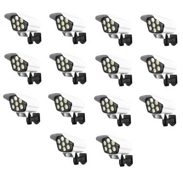 Imagem de Luminaria Solar Camera Falsa Kit 12 Uni Sensor De Proximidade 77 Leds 3 Funções Iluminaçao Rua