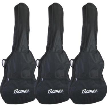 Imagem de Kit 3 Capas para Violão Clássico Acústico Preta Thomaz
