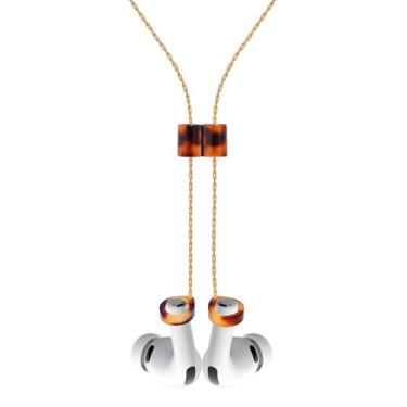 Imagem de Alça magnética antiperda para AirPods Pro 2/1, AirPods 4/3/2/1 – Colar premium ultraleve com fecho magnético instantâneo e alças de silicone (corrente dourada + tartaruga clássica)
