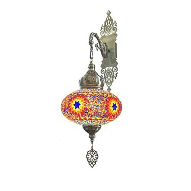 Imagem de (7 cores) Arandela de parede turca em mosaico, grande, em vidro marroquino, decorativa, para sala de estar, quarto, corredor, varanda, café ou bar.