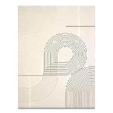 Imagem de Arte em tela minimalista geométrica silenciosa: Serenidade tons neutros grande área em branco para decoração de espaço calmo 60 x 90 cm sem moldura