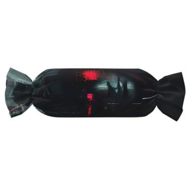 Imagem de SKKNT Travesseiro cilíndrico redondo com estampa da era hacker para quarto, viagem, ioga, uso versátil