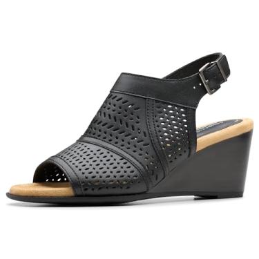 Imagem de Clarks Sandália feminina Emmalae Hope Wedge, Couro preto, 37