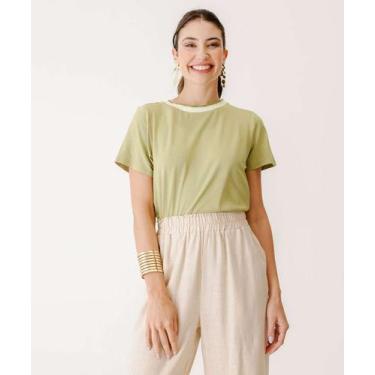 Imagem de Blusa Feminina Gola Redonda Manga Curta Marisa-01075, Verde, P