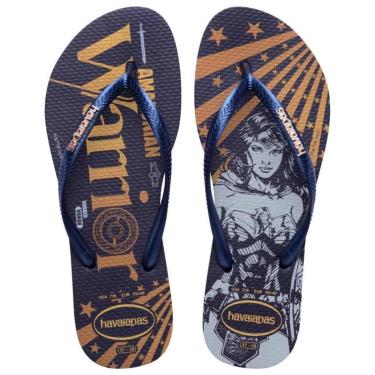Imagem de Chinelo Havaianas Slim Warner Feminino - Azul e Amarelo - 35/36-Feminino