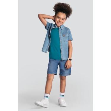 Imagem de Bermuda infantil menino em jeans Brandili, 10, Azul